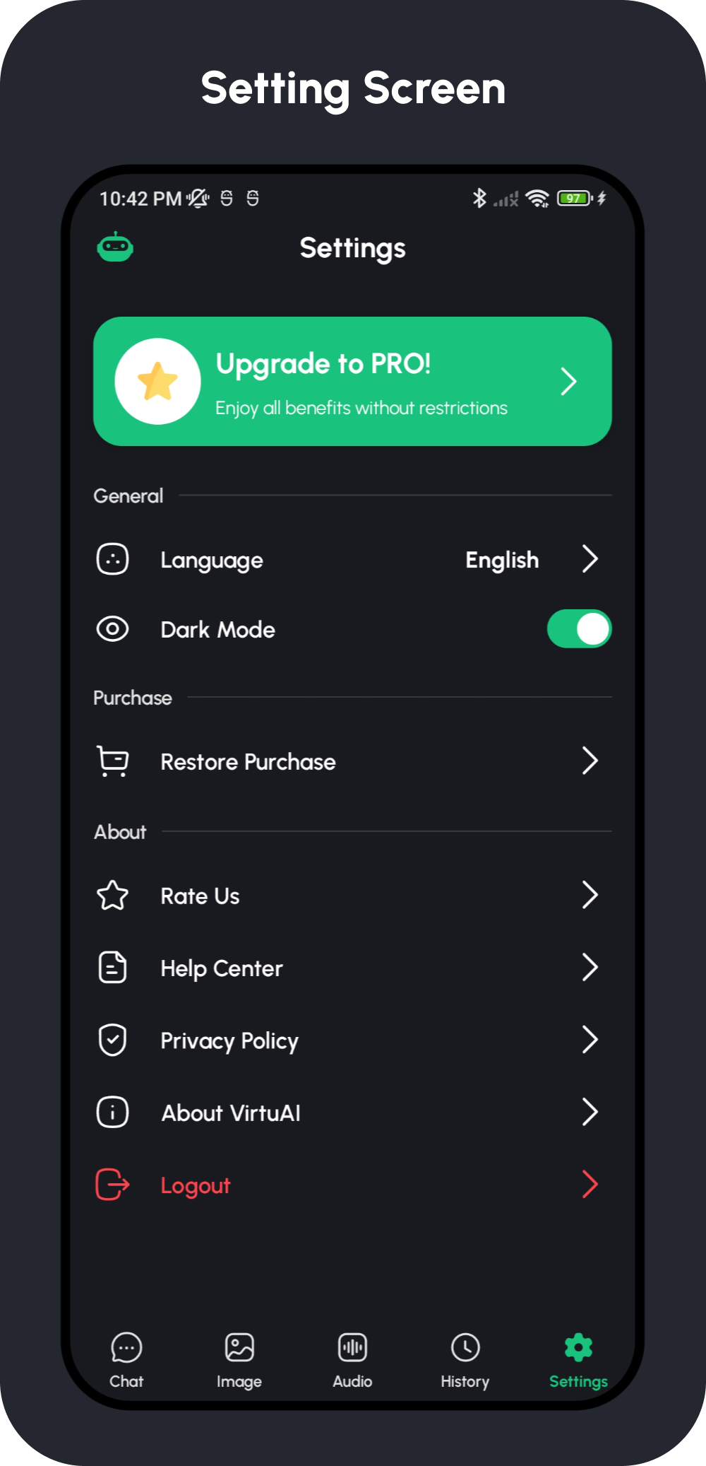 VirtuAI ChatGPT GPT-4, Dall-E-3 AI Art Image, AI Voice Text to Speech Mobile Kotlin Android App - 14