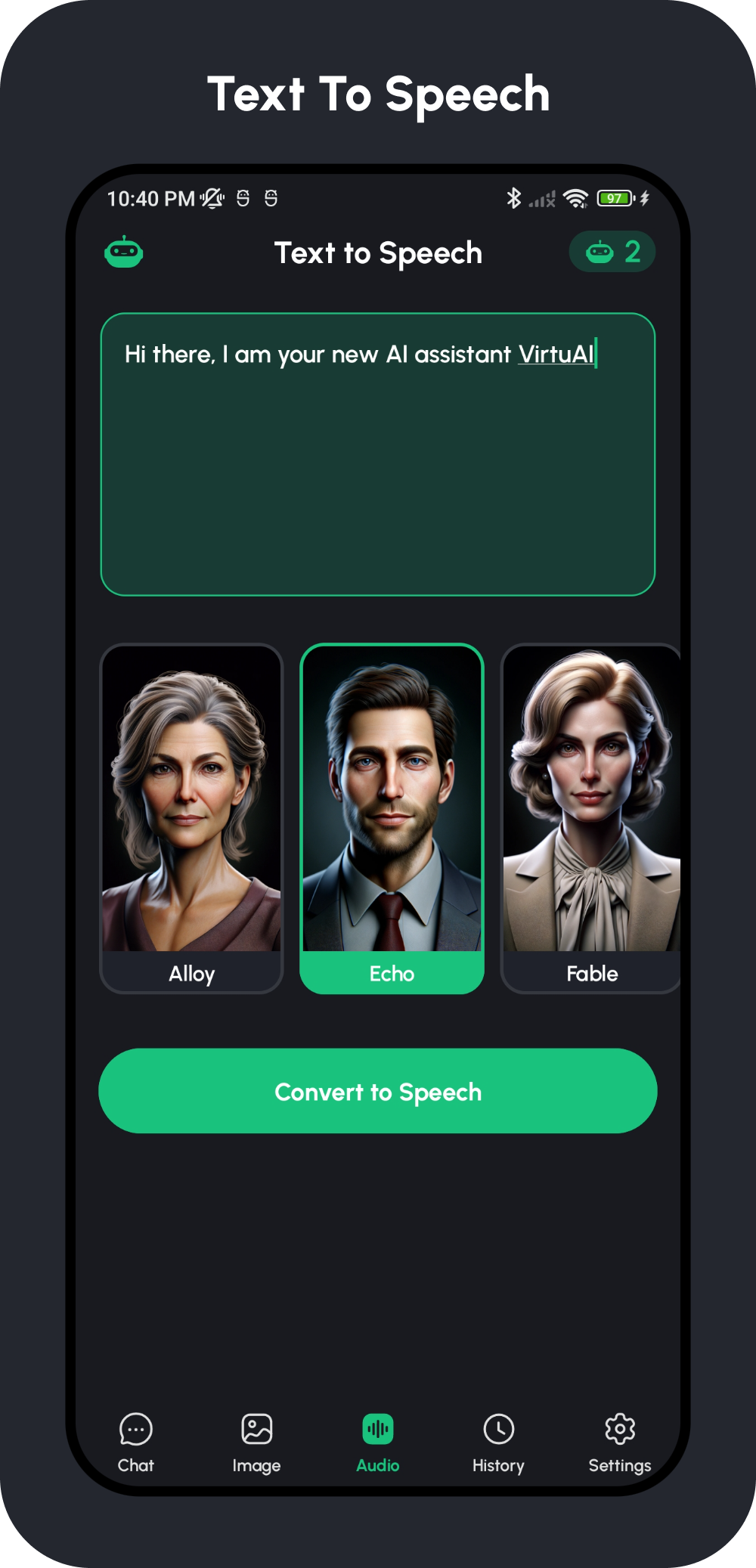 VirtuAI ChatGPT GPT-4, Dall-E-3 AI Art Image, AI Voice Text to Speech Mobile Kotlin Android App - 7